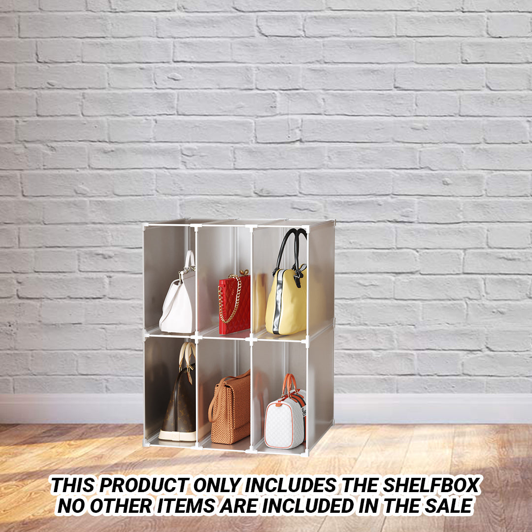 SOGA 2X 3 Tier Multifunctional PP Plastic Bag Box Portable Cubby DIY Storage Shelves Stackable Handbag Purse Organiser - Cafe Supply