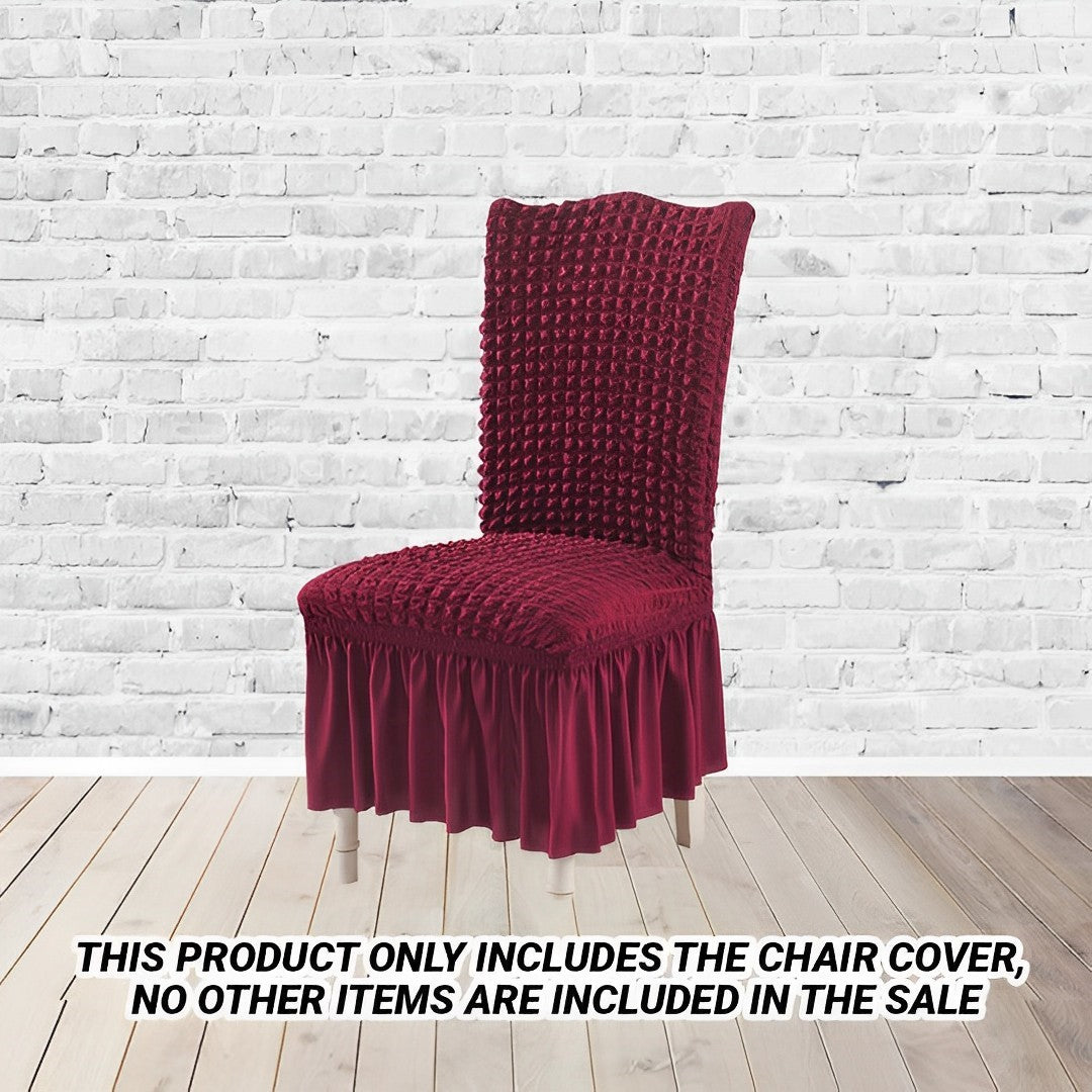 SOGA Burgundy Chair Cover Seat Protector with Ruffle Skirt Stretch Slipcover Wedding Party Home Decor - Cafe Supply