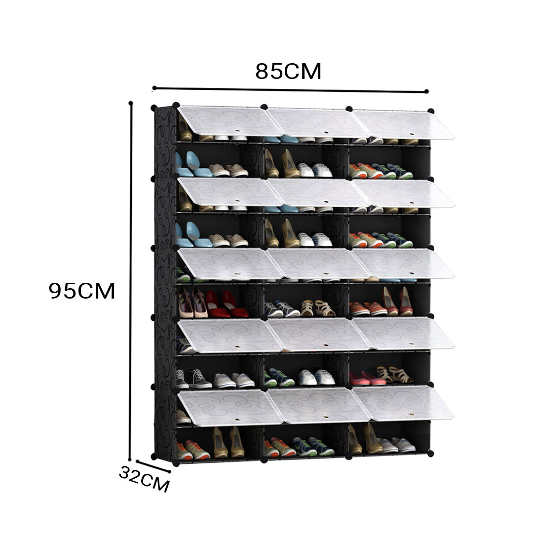 SOGA 10 Tier 3 Column Shoe Rack Organizer Sneaker Footwear Storage Stackable Stand Cabinet Portable Wardrobe with Cover - Cafe Supply