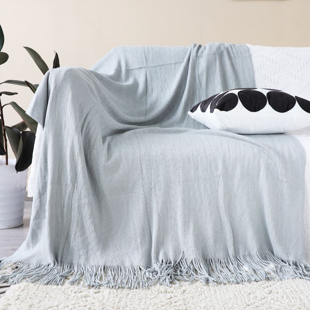 SOGA 2X Grey Acrylic Knitted Throw Blanket Solid Fringed Warm Cozy Woven Cover Couch Bed Sofa Home Decor - Cafe Supply