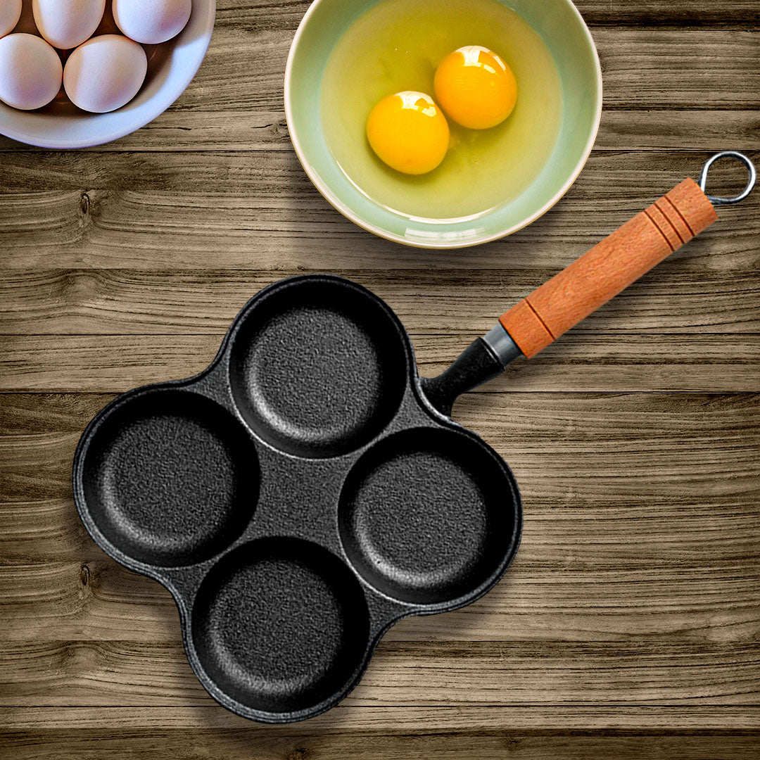 SOGA 4 Mold Multi-Portion Cast Iron Breakfast Fried Egg Pancake Omelet Fry Pan - Cafe Supply