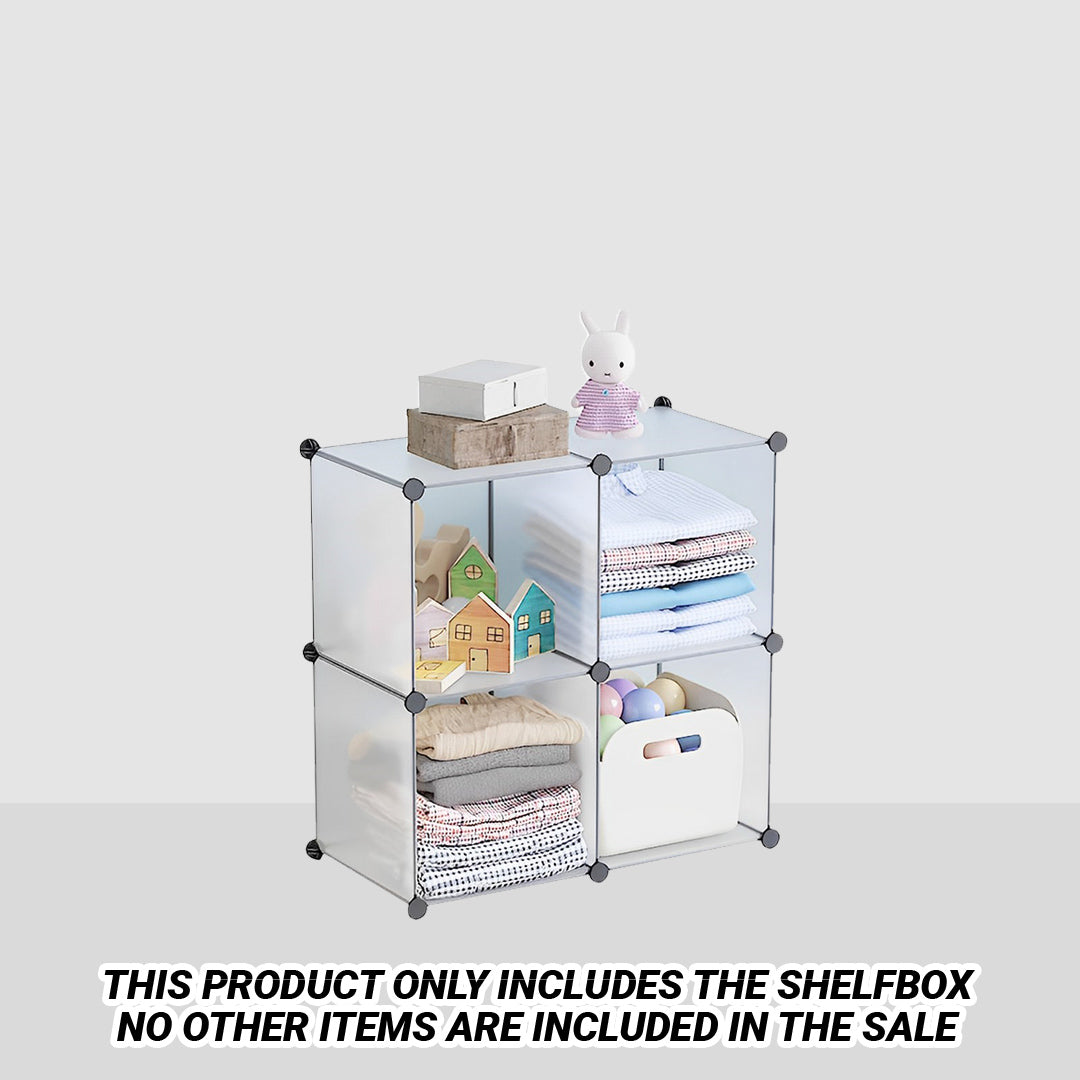 SOGA 2X 4-Cube Transparent Shelf Box Portable Cubby DIY Storage Shelves Modular Closet Organiser - Cafe Supply