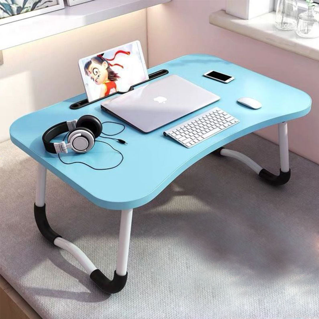 SOGA 2X Blue Portable Bed Table Adjustable Foldable Bed Sofa Study Table Laptop Mini Desk with Notebook Stand Card Slot Holder Home Decor - Cafe Supply