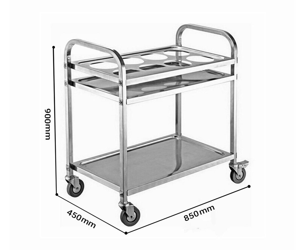 SOGA 2X 2 Tier Stainless Steel 8 Compartment Kitchen Seasoning Car Service Trolley Condiment Holder Cart Spice Bowl - Cafe Supply