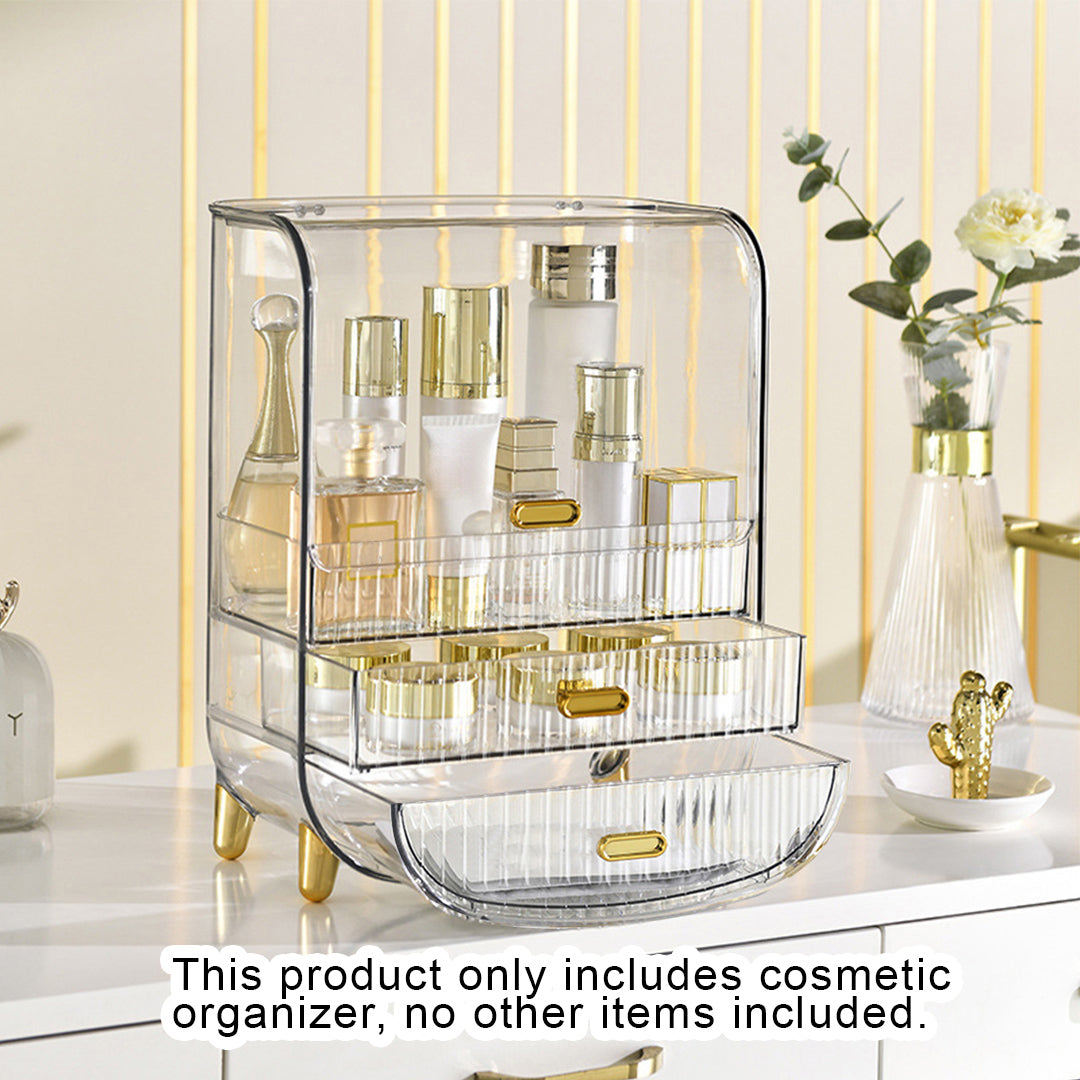 SOGA 2X 3 Tier Transparent Multifunctional Countertop Cosmetic Storage Makeup Perfume Skincare Display Stand Shelf Drawer Type Organiser - Cafe Supply