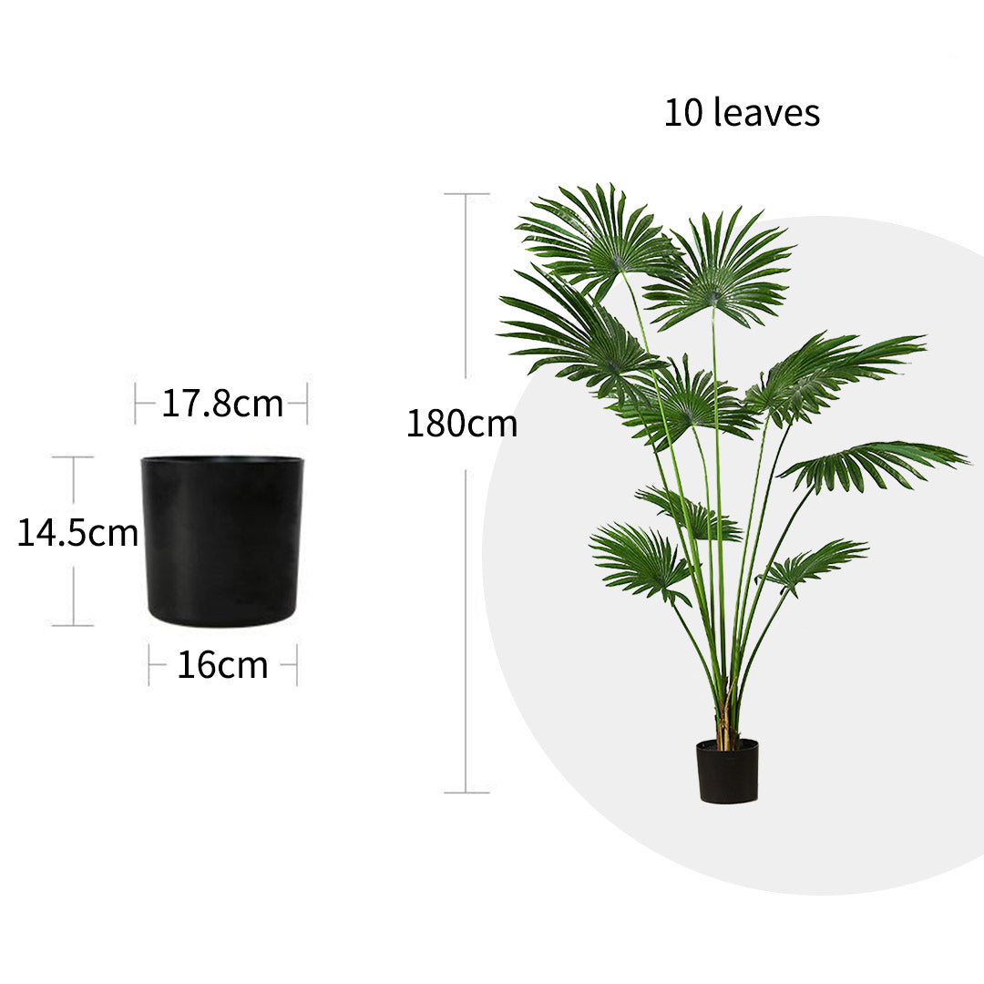 SOGA 2X 180cm Artificial Natural Green Fan Palm Tree Fake Tropical Indoor Plant Home Office Decor - Cafe Supply