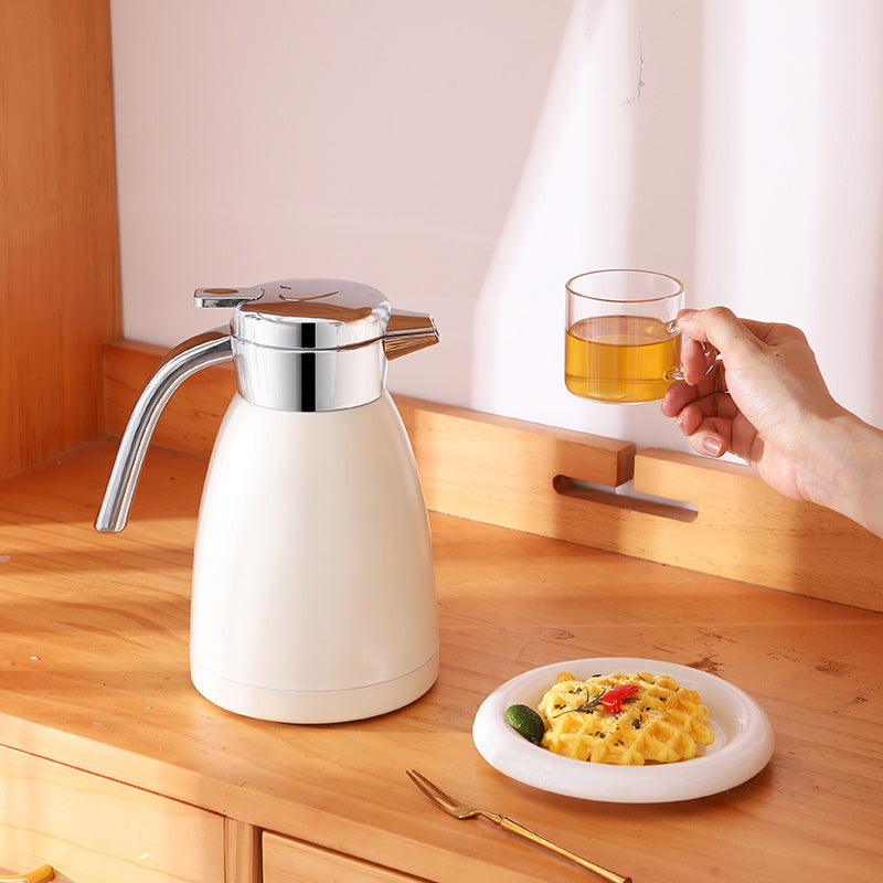 SOGA 1.2L Stainless Steel Kettle Insulated Vacuum Flask Water Coffee Jug Thermal White - Cafe Supply