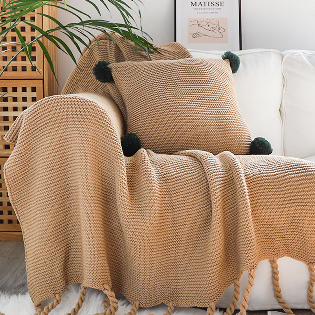 SOGA 2X Coffee Tassel Fringe Knitting Blanket Warm Cozy Woven Cover Couch Bed Sofa Home Decor - Cafe Supply