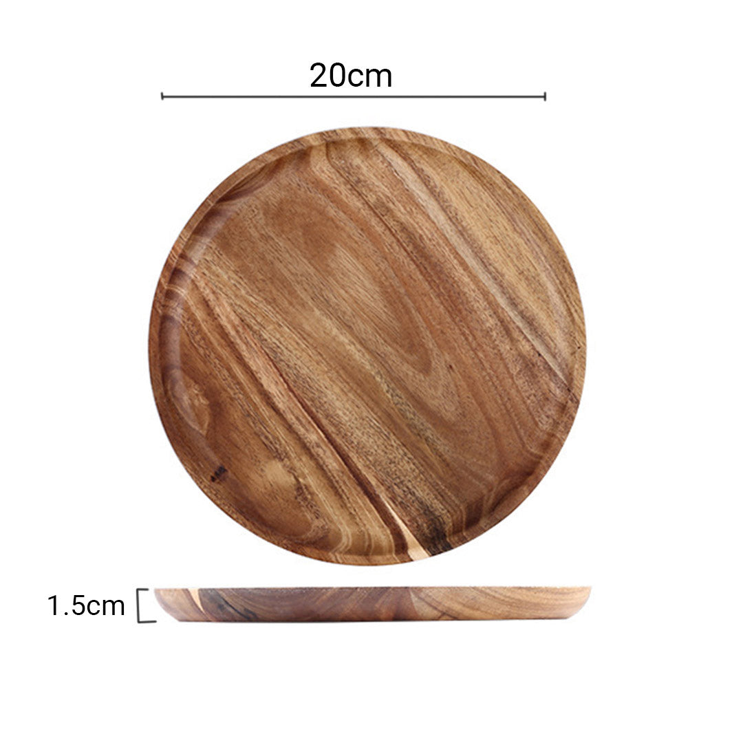SOGA 20cm Brown Round Wooden Centerpiece Serving Tray Board Home Decor - Cafe Supply