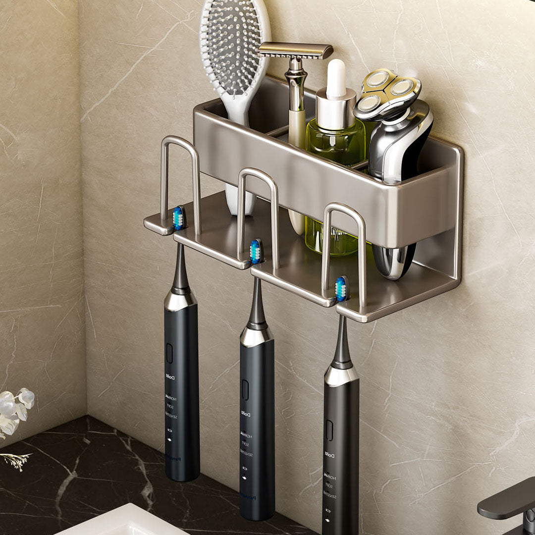 SOGA 2X 21cm Wall-Mounted Bathroom Storage Organiser Space Saving Adhesive Shelf Rack - Cafe Supply