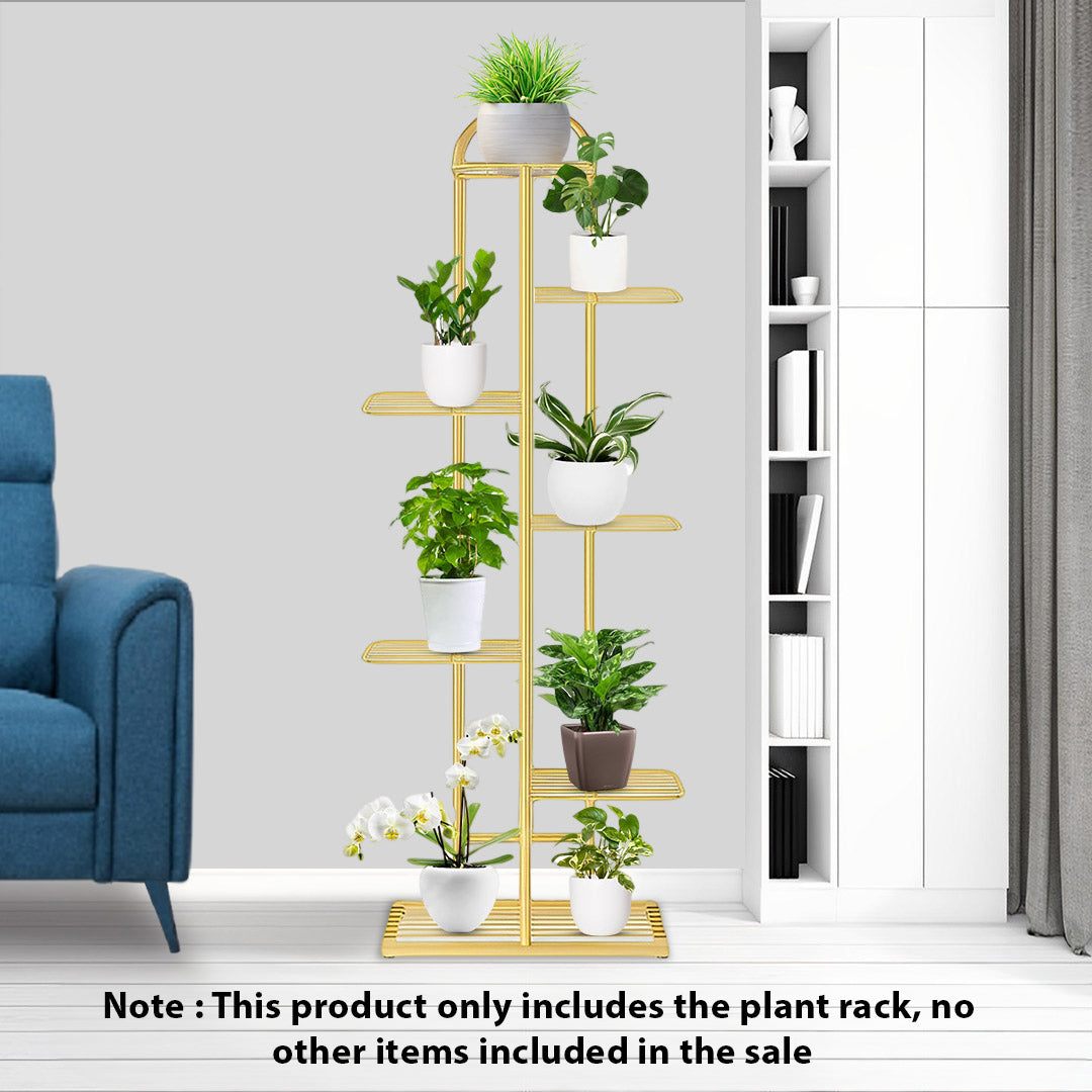 SOGA 2X 7 Tier 8 Pots Gold Metal Plant Stand Flowerpot Display Shelf Rack Indoor Home Office Decor - Cafe Supply