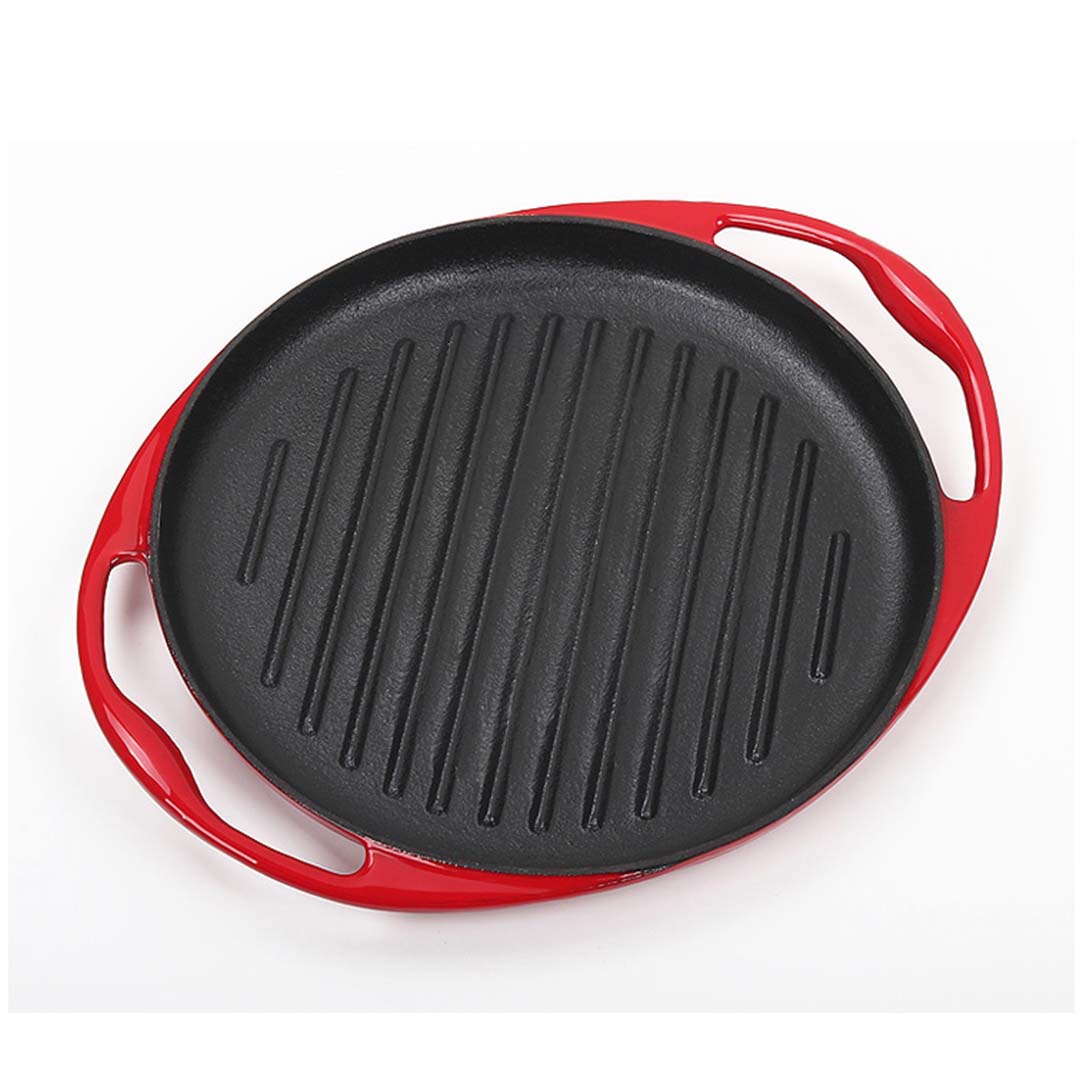 SOGA 2X Enamel Porcelain 26cm Cast Iron Frying Pan Skillet Non-stick Coating Steak Sizzle Platter - Cafe Supply