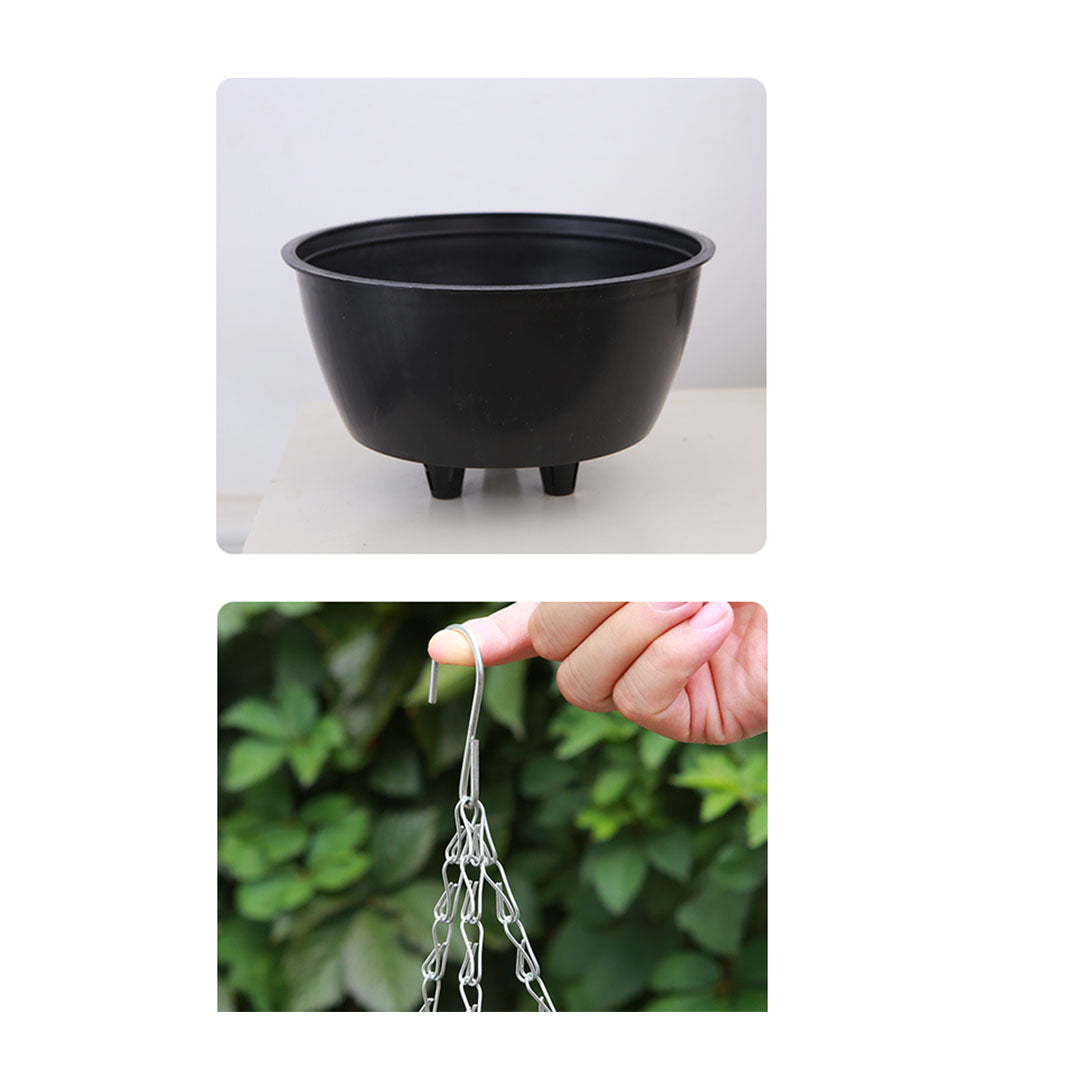 SOGA 2X Coffee Small Hanging Resin Flower Pot Self Watering Basket Planter Outdoor Garden Decor - Cafe Supply