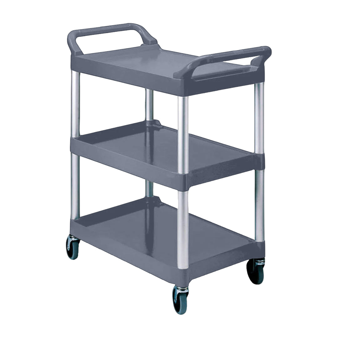 SOGA 2X 3 Tier Food Trolley Portable Kitchen Cart Multifunctional Big Utility Service with wheels 830x420x950mm Gray - Cafe Supply