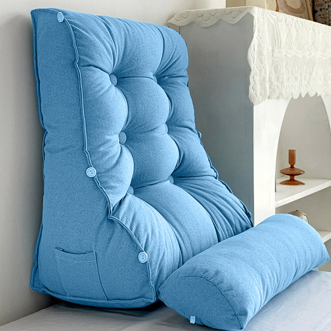 SOGA 2X 45cm Blue Triangular Wedge Lumbar Pillow Headboard Backrest Sofa Bed Cushion Home Decor - Cafe Supply
