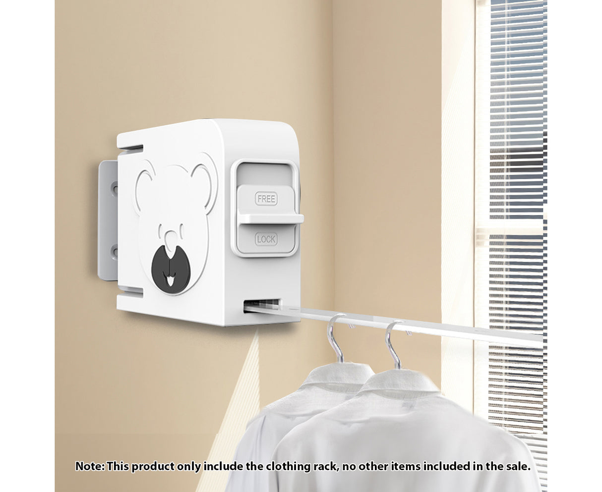 SOGA 160mm Wall-Mounted Clothes Line Dry Rack Retractable Space-Saving Foldable Hanger White - Cafe Supply