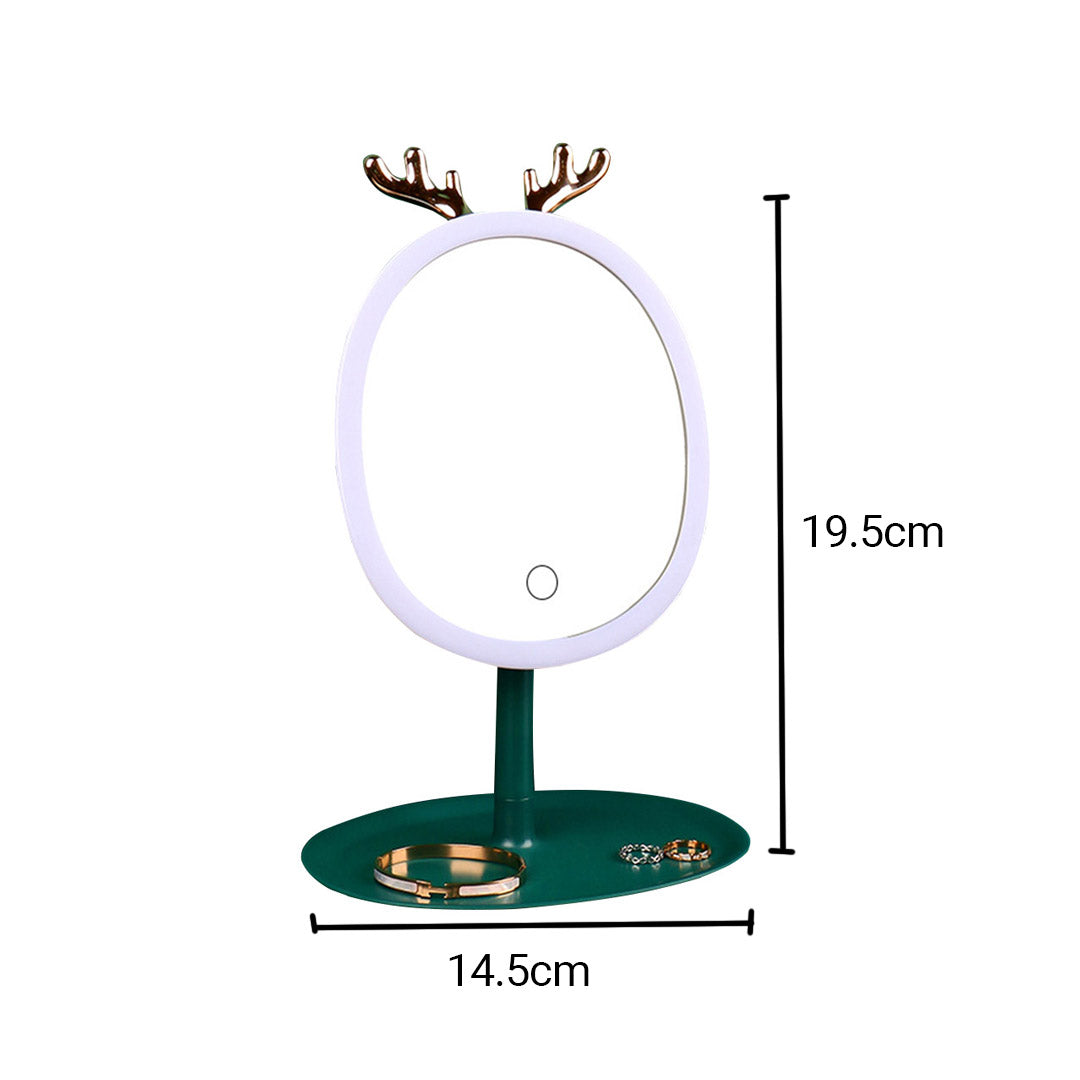 SOGA Green Antler LED Light Makeup Mirror Tabletop Vanity Home Decor - Cafe Supply