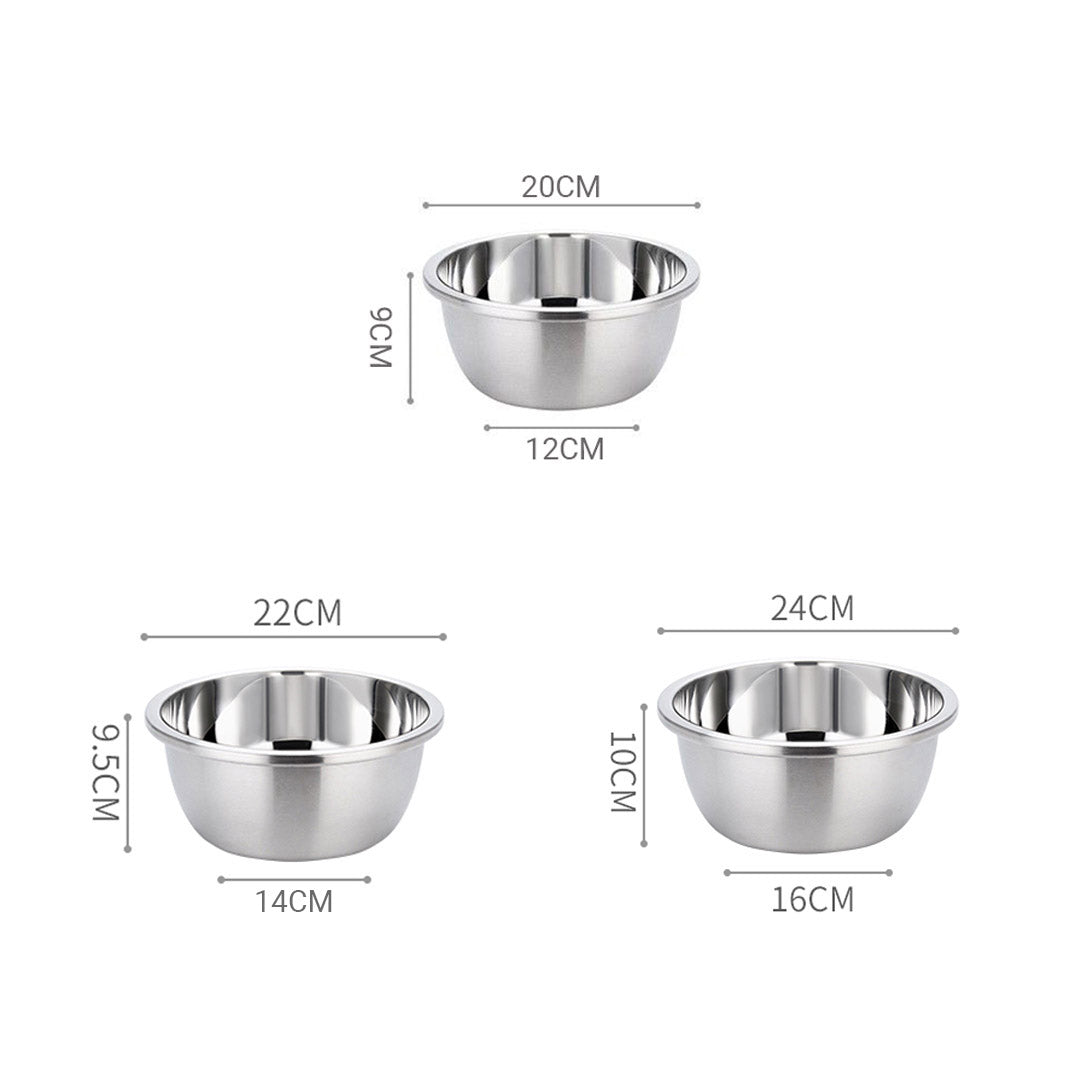 SOGA Stainless Steel Nesting Basin Colander Perforated Kitchen Sink Washing Bowl Metal Basket Strainer Set of 3 - Cafe Supply
