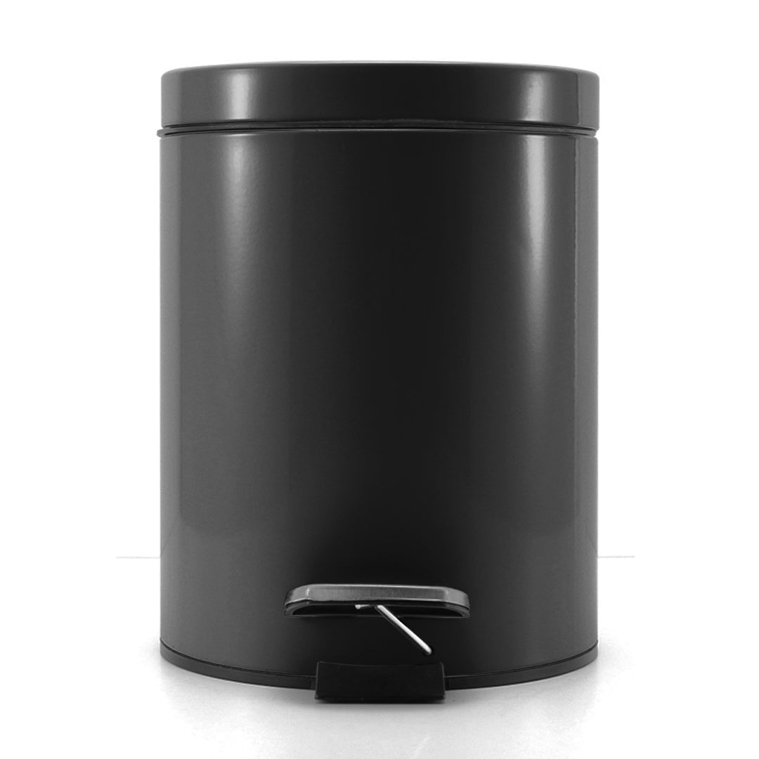 SOGA 2X Foot Pedal Stainless Steel Rubbish Recycling Garbage Waste Trash Bin Round 12L Black - Cafe Supply