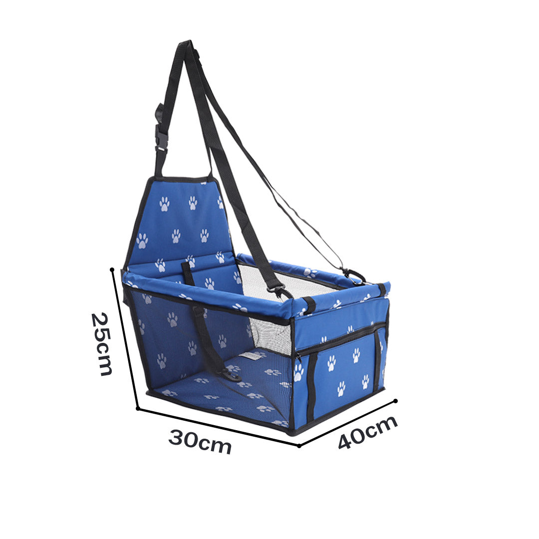 SOGA 2X Waterproof Pet Booster Car Seat Breathable Mesh Safety Travel Portable Dog Carrier Bag Blue - Cafe Supply