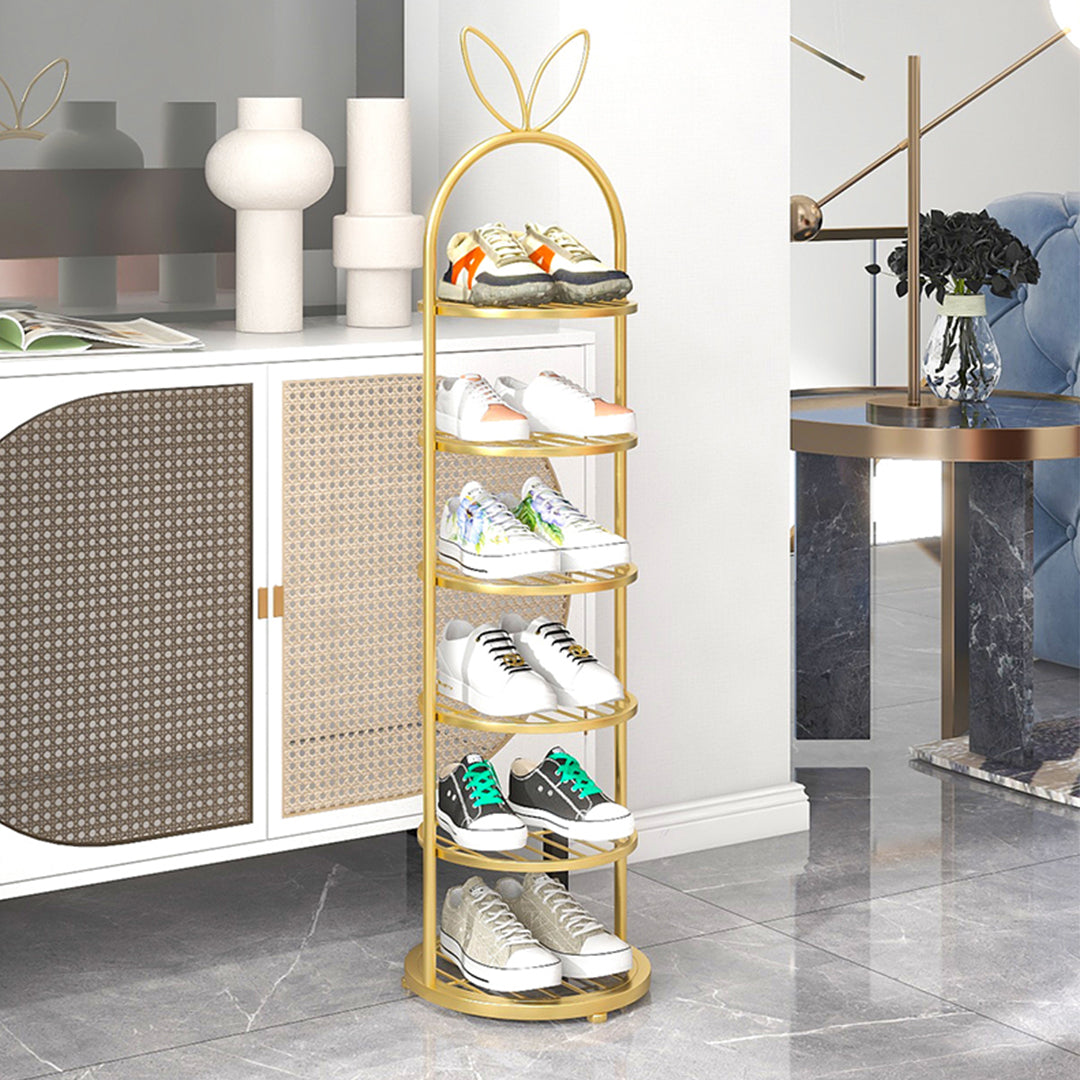 SOGA 2X 6 Tier Bunny Ears Shape Gold Plated Metal Shoe Organizer Space Saving Portable Footwear Storage Shelf - Cafe Supply