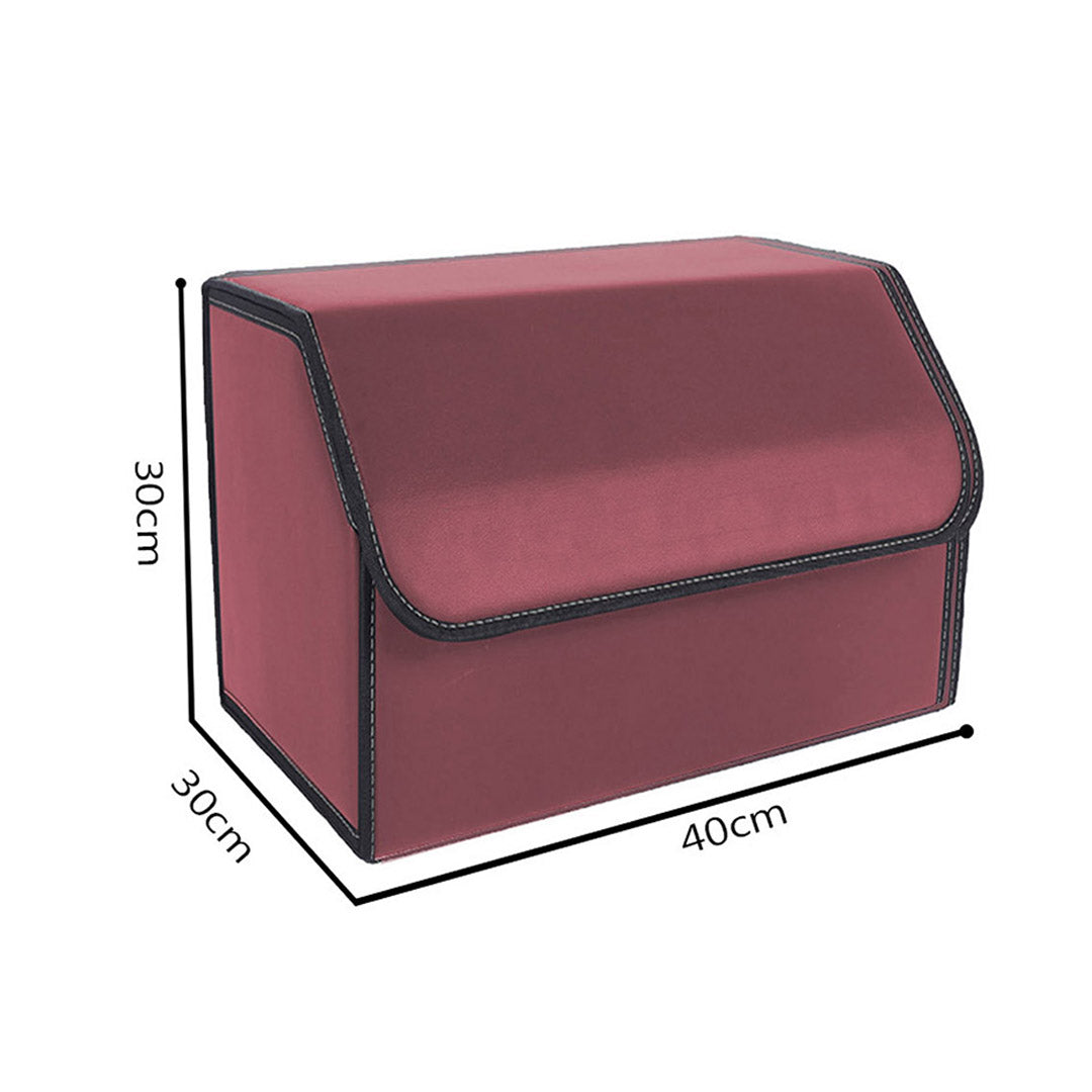 SOGA 2X Leather Car Boot Collapsible Foldable Trunk Cargo Organizer Portable Storage Box Red Medium - Cafe Supply