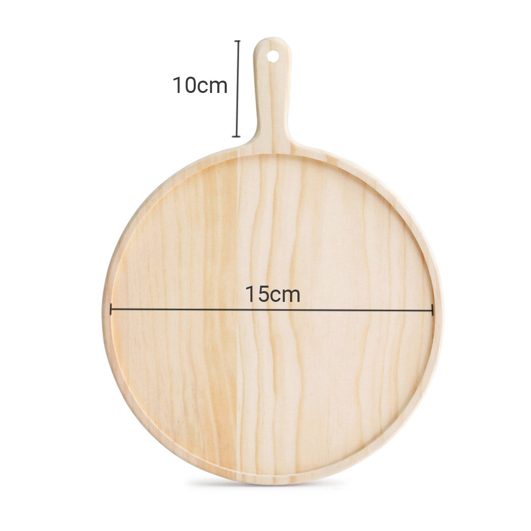 SOGA 2X 6 inch Round Premium Wooden Pine Food Serving Tray Charcuterie Board Paddle Home Decor - Cafe Supply
