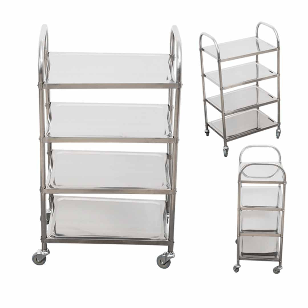 SOGA 4 Tier Stainless Steel Kitchen Dinning Food Cart Trolley Utility Size Square Large - Cafe Supply