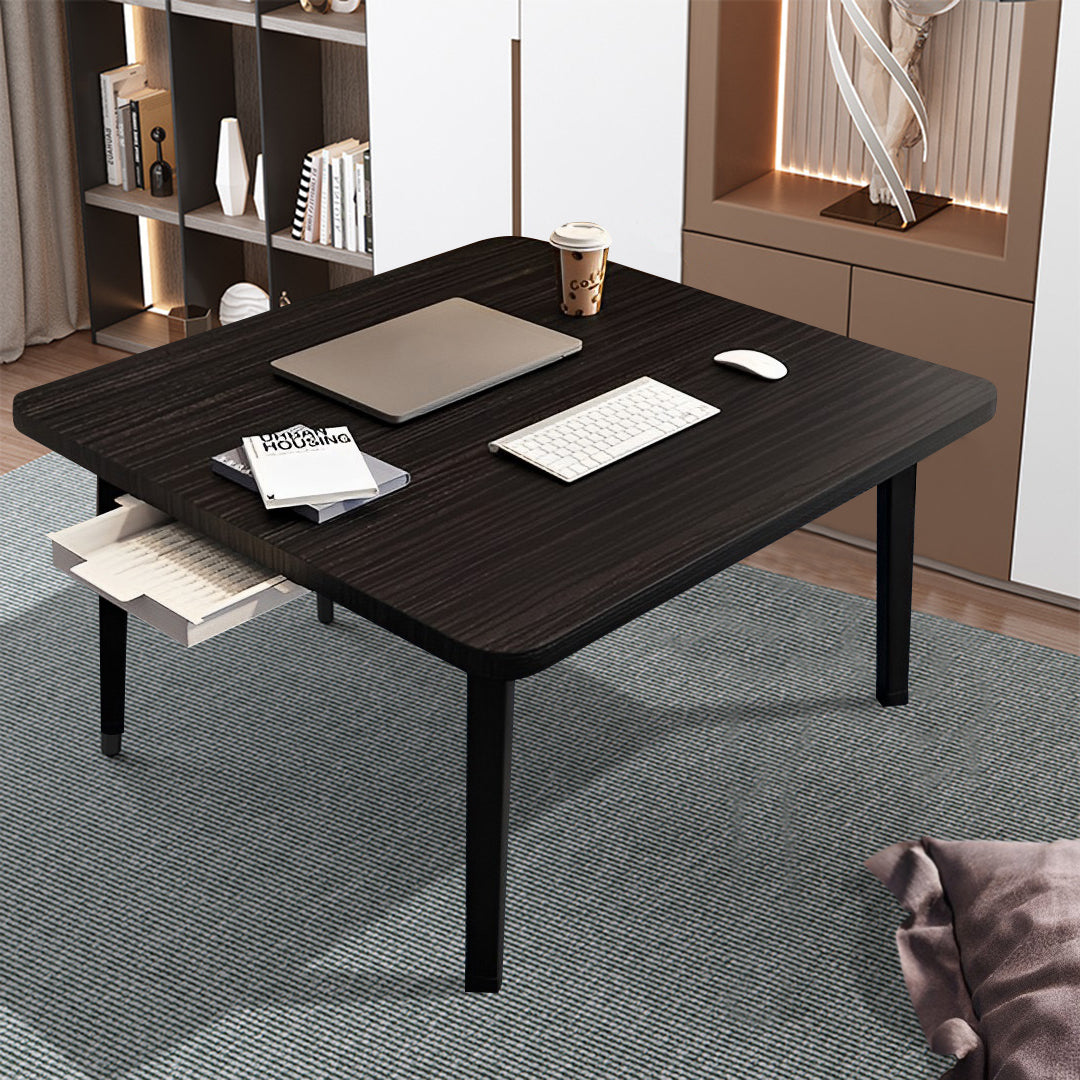 SOGA 2X Black Portable Floor Table Small Square Space-Saving Mini Desk Home Decor - Cafe Supply