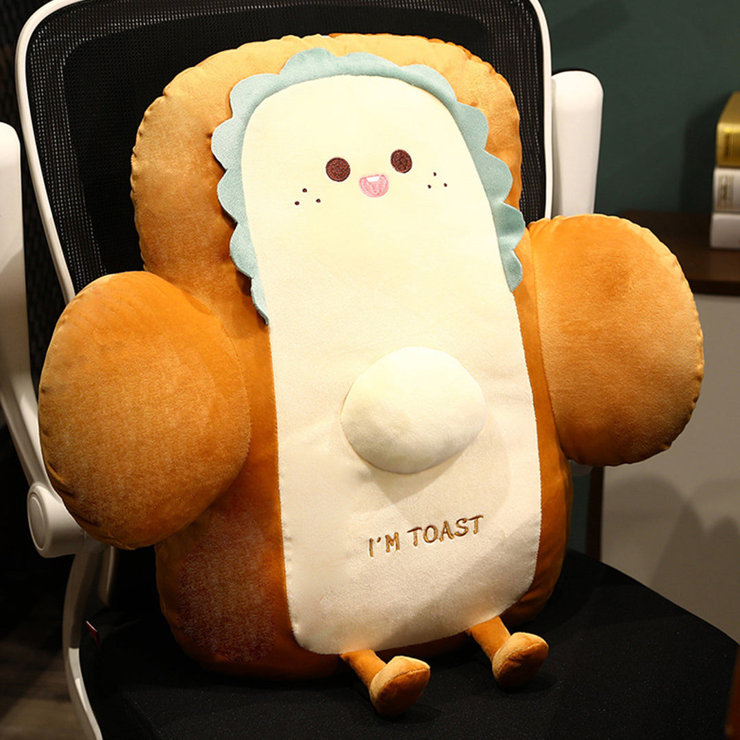 SOGA 2X 58cm Cute Face Toast Bread Cushion Stuffed Car Seat Plush Cartoon Back Support Pillow Home Decor - Cafe Supply