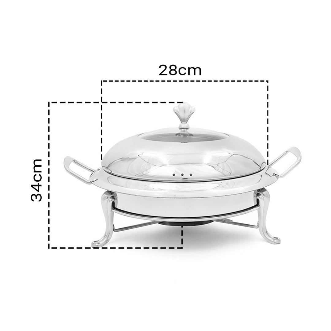 SOGA 4X Stainless Steel Round Buffet Chafing Dish Cater Food Warmer Chafer with Glass Top Lid - Cafe Supply