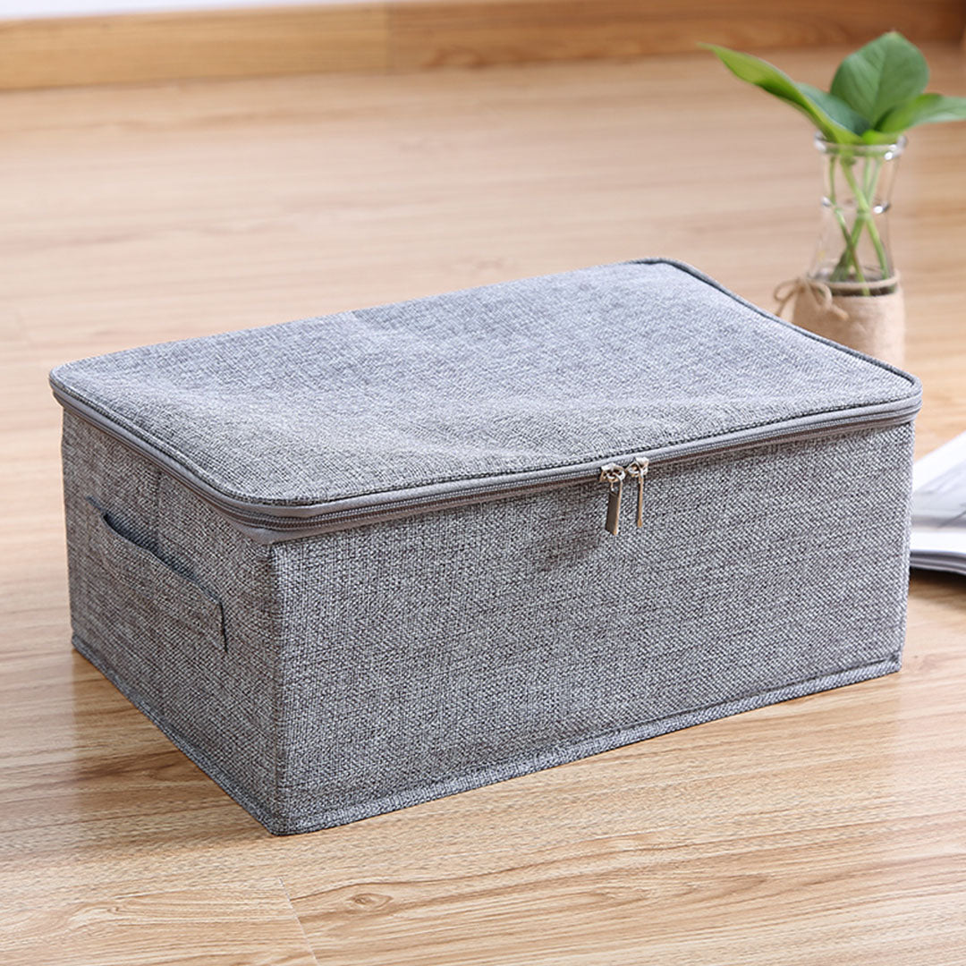 SOGA Grey Small Portable Double Zipper Storage Box Moisture Proof Clothes Basket Foldable Home Organiser - Cafe Supply