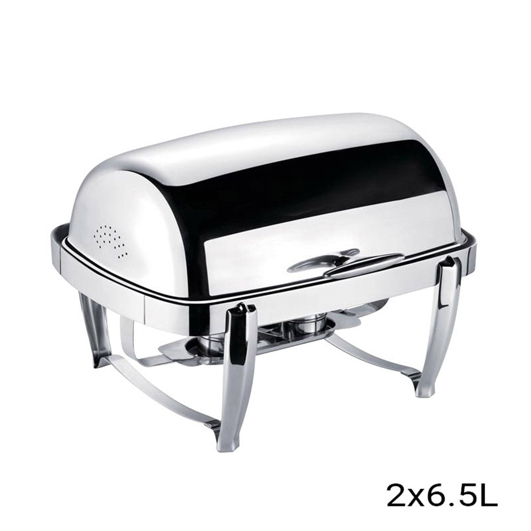 SOGA 2X 6.5L Stainless Steel Double Soup Tureen Bowl Station Roll Top Buffet Chafing Dish Catering Chafer Food Warmer Server - Cafe Supply