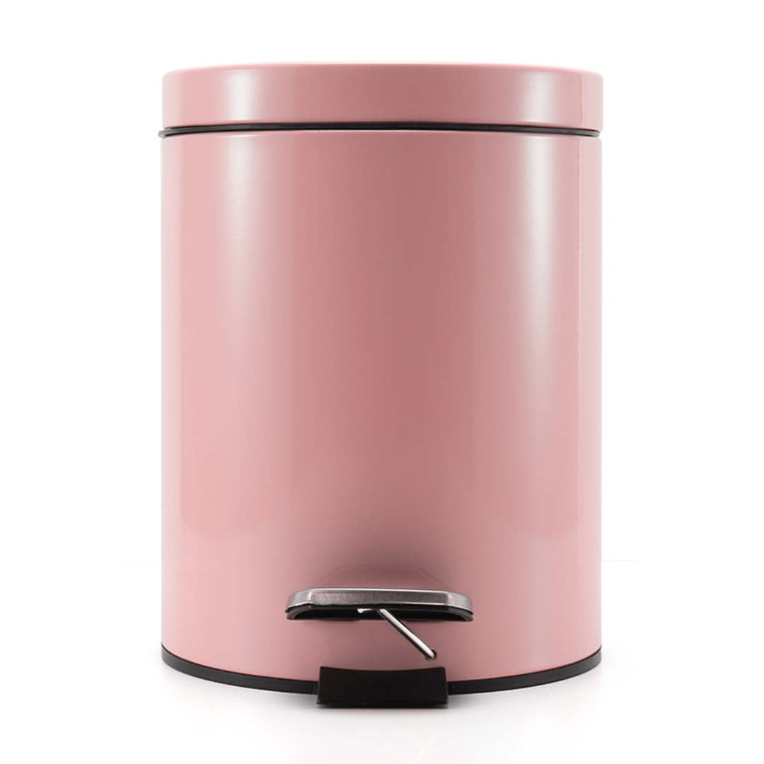 SOGA Foot Pedal Stainless Steel Rubbish Recycling Garbage Waste Trash Bin Round 12L Pink - Cafe Supply