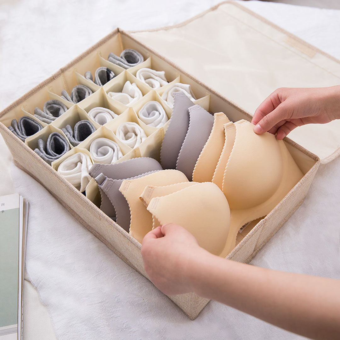 SOGA 2X Beige Flip Top Underwear Storage Box Foldable Wardrobe Partition Drawer Home Organiser - Cafe Supply