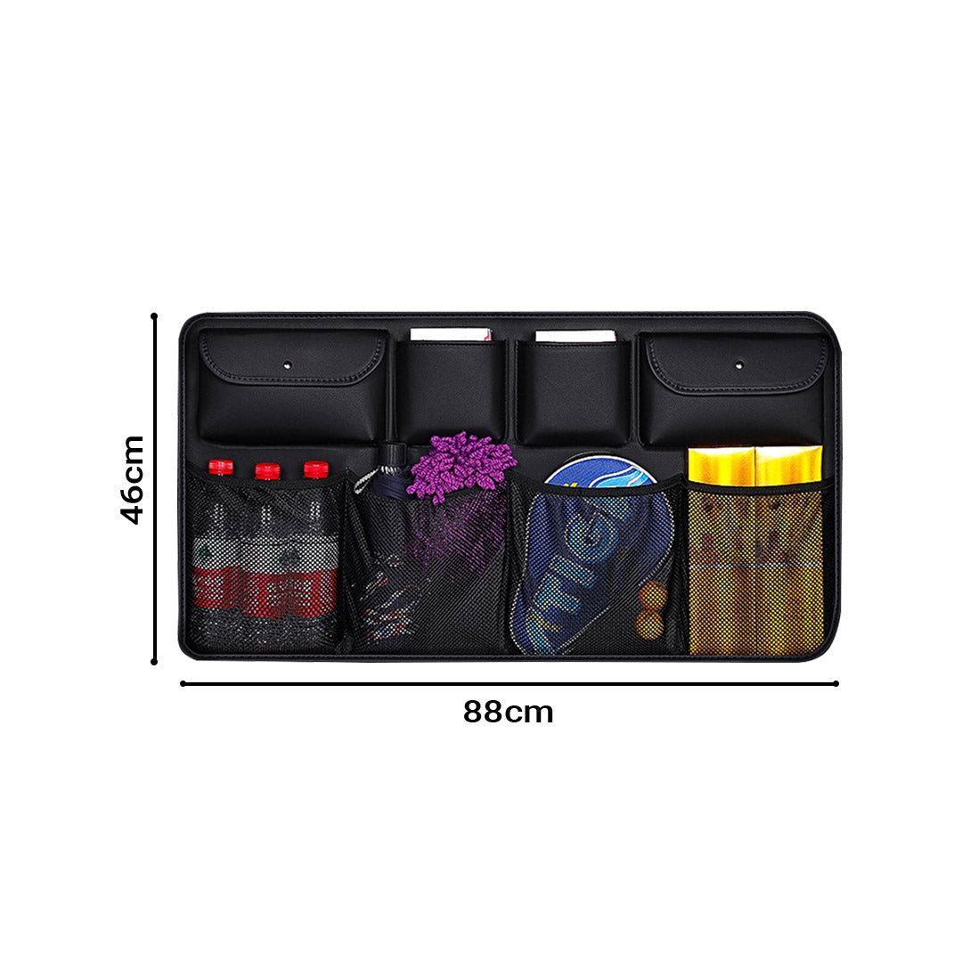 SOGA High Quality Leather Car Rear Back Seat Storage Bag Organizer Interior Accessories Black - Cafe Supply