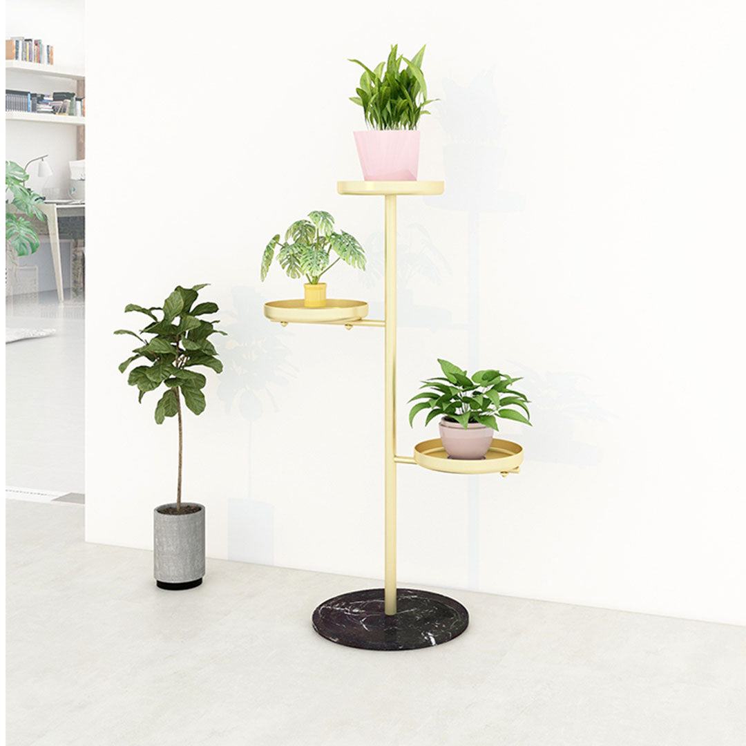 SOGA 2X 3 Tier Gold Round Plant Stand Flowerpot Tray Display Living Room Balcony Metal Decorative Shelf - Cafe Supply