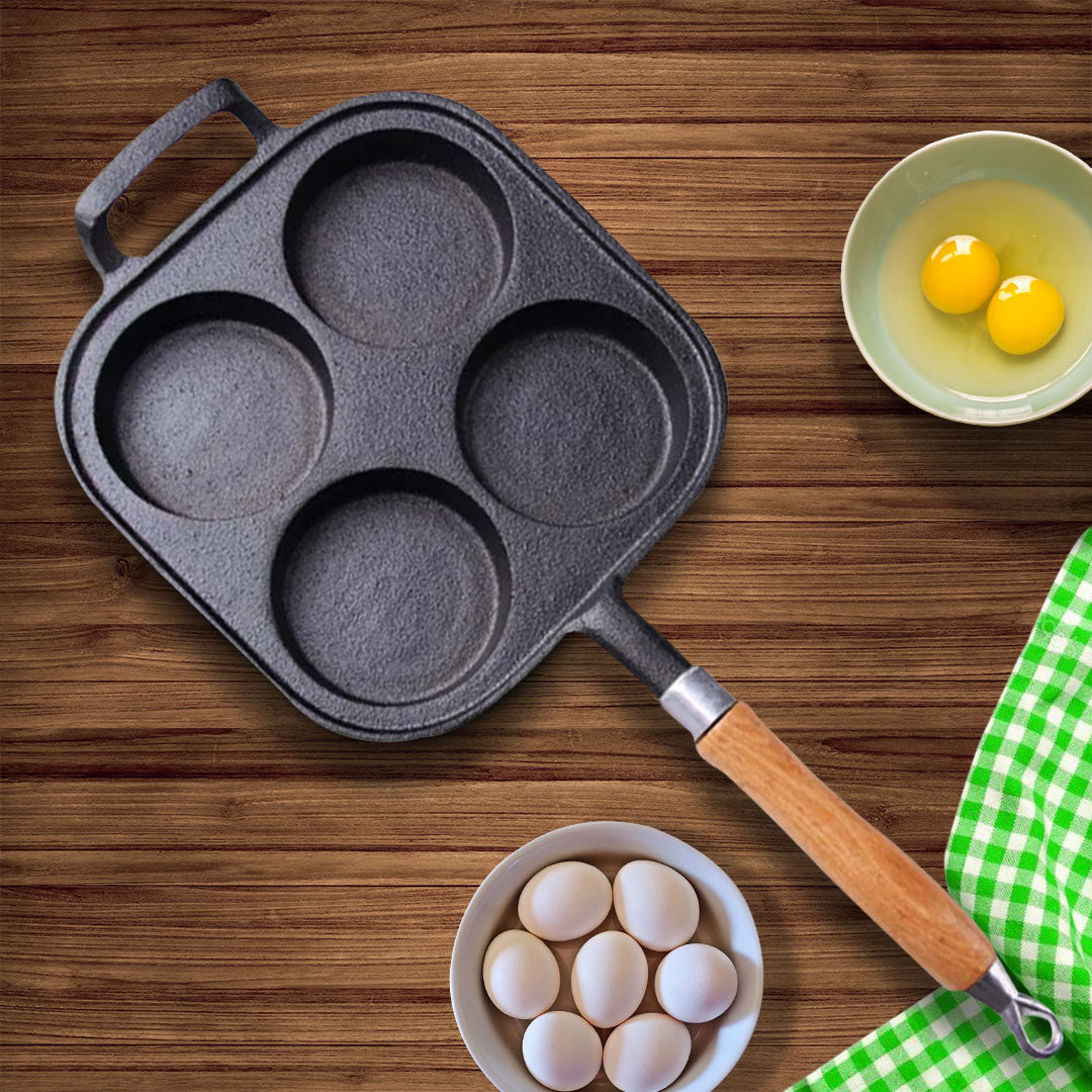 SOGA 4 Mold Cast Iron Breakfast Fried Egg Pancake Omelette Fry Pan - Cafe Supply
