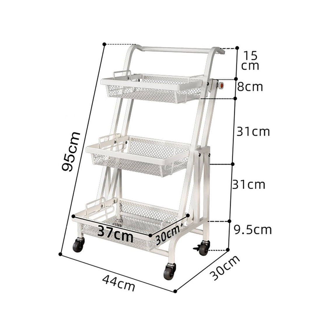 SOGA 2X 3 Tier Steel White Adjustable Kitchen Cart Multi-Functional Shelves Portable Storage Organizer with Wheels - Cafe Supply
