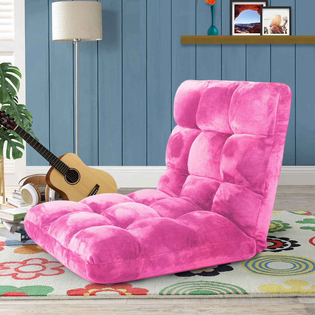 SOGA Floor Recliner Folding Lounge Sofa Futon Couch Folding Chair Cushion Light Pink - Cafe Supply