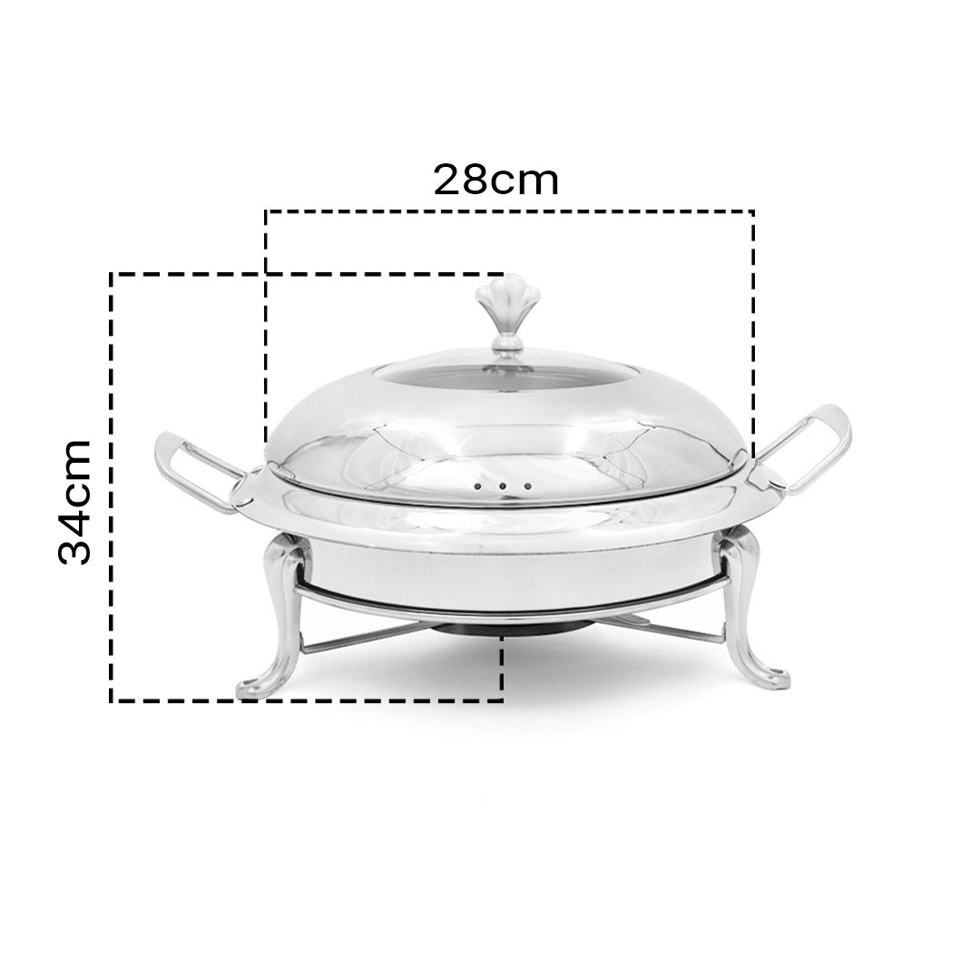 SOGA Stainless Steel Round Buffet Chafing Dish Cater Food Warmer Chafer with Glass Top Lid - Cafe Supply