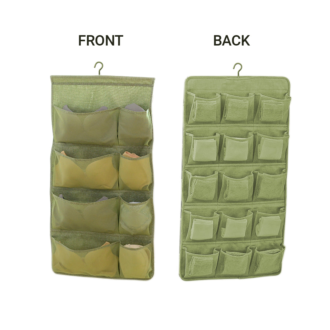 SOGA 2X Green Double Sided Hanging Storage Bag Underwear Bra Socks Mesh Pocket Hanger Home Organiser - Cafe Supply