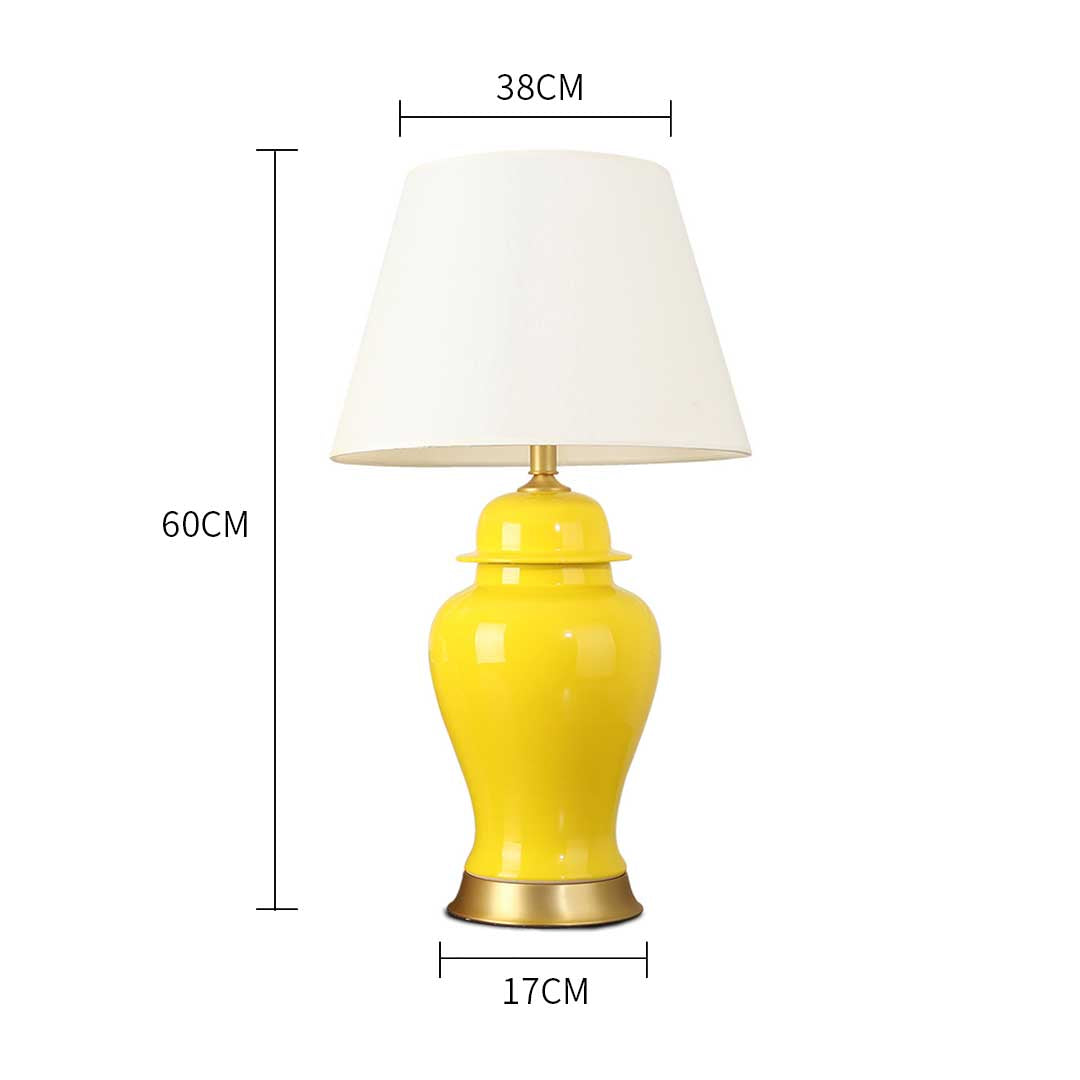 SOGA 2X Oval Ceramic Table Lamp with Gold Metal Base Desk Lamp Yellow - Cafe Supply