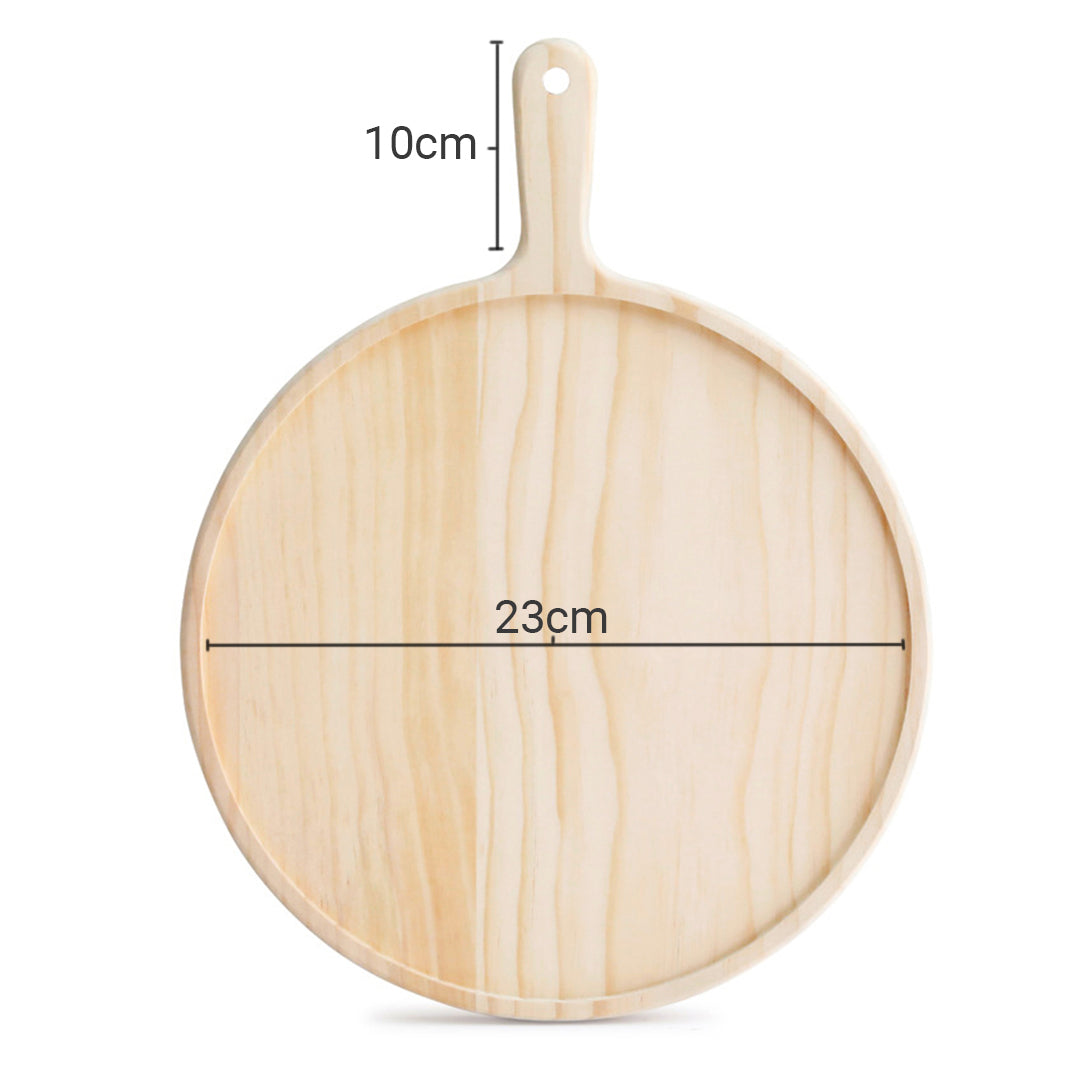 SOGA 9 inch Round Premium Wooden Pine Food Serving Tray Charcuterie Board Paddle Home Decor - Cafe Supply