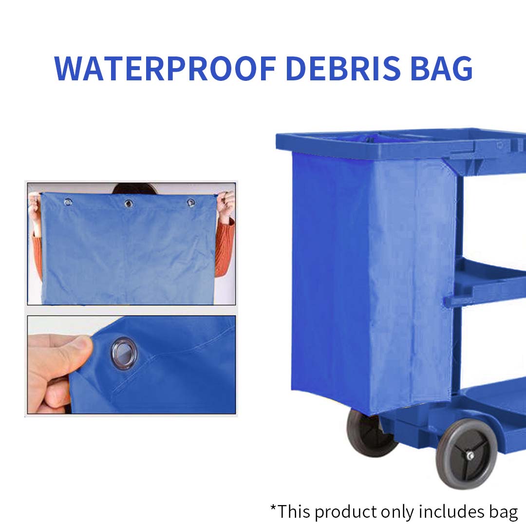 SOGA 2X Oxford Waterproof Reusable Janitor Housekeeping Cart Replacement Bag Blue - Cafe Supply