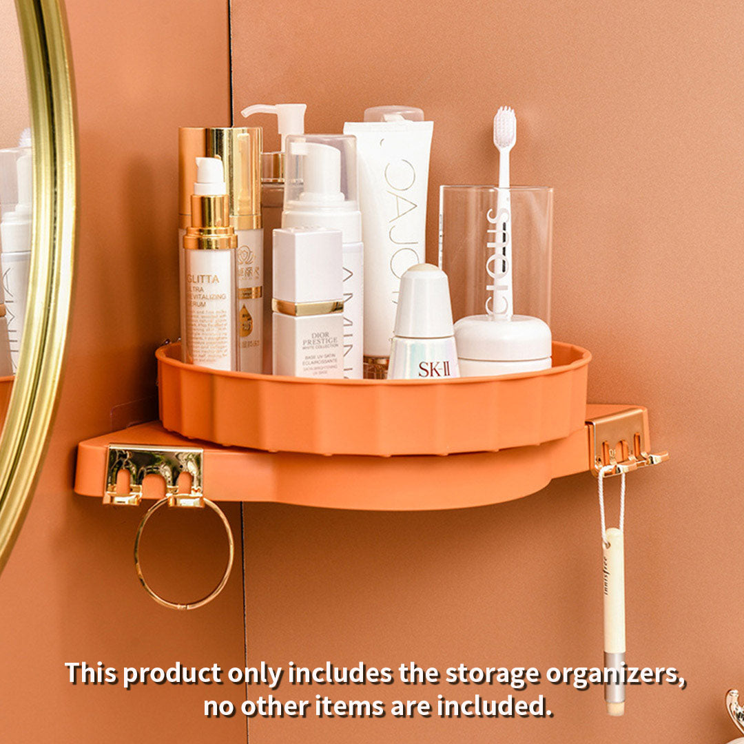 SOGA Orange 360 Degree Wall-Mounted Rotating Bathroom Organiser Corner Vanity Rack Toilet Adhesive Storage Shelf - Cafe Supply