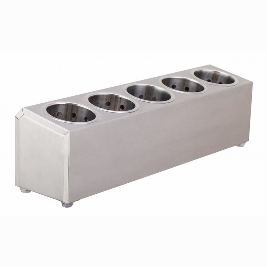 SOGA 2X 18/10 Stainless Steel Commercial Conical Utensils Cutlery Holder with 5 Holes - Cafe Supply