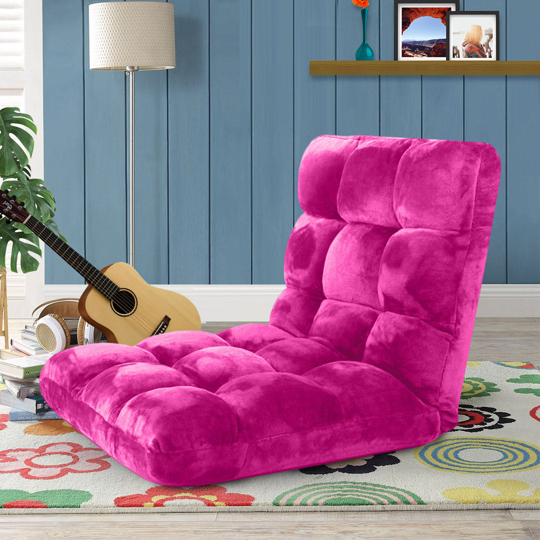 SOGA 4X Floor Recliner Folding Lounge Sofa Futon Couch Folding Chair Cushion Pink - Cafe Supply
