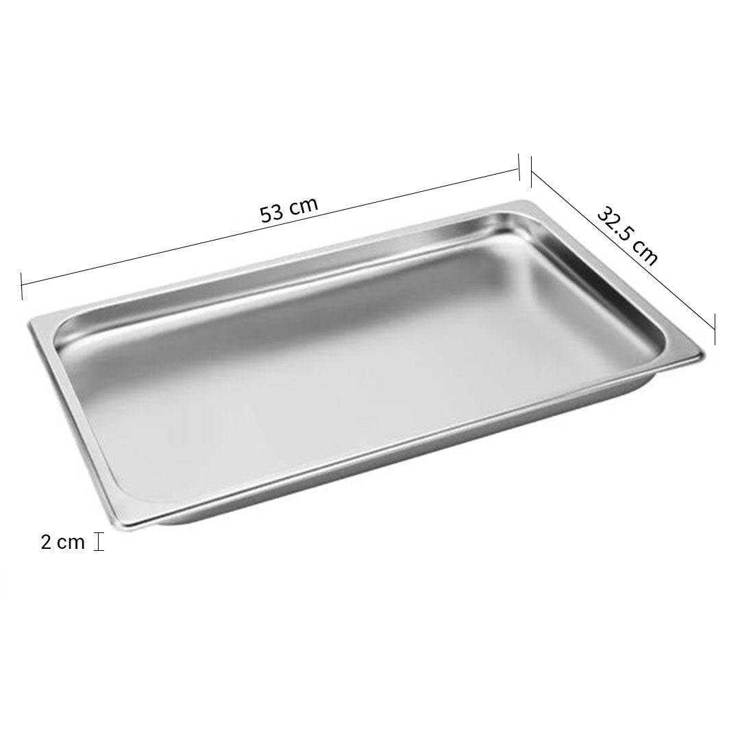 SOGA Gastronorm GN Pan Full Size 1/1 GN Pan 2cm Deep Stainless Steel Tray - Cafe Supply