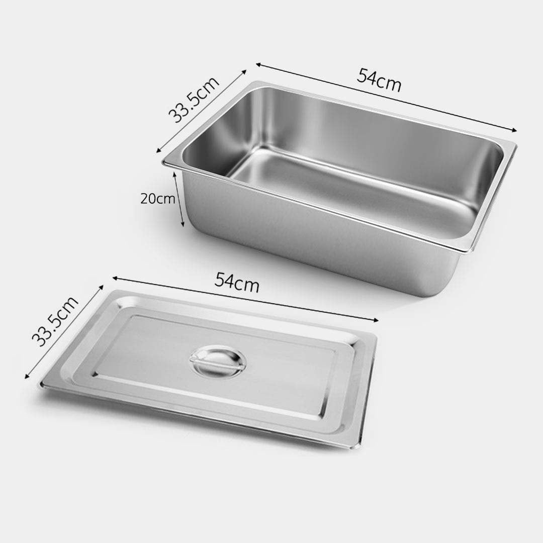 SOGA 12X Gastronorm GN Pan Full Size 1/1 GN Pan 20cm Deep Stainless Steel Tray With Lid - Cafe Supply